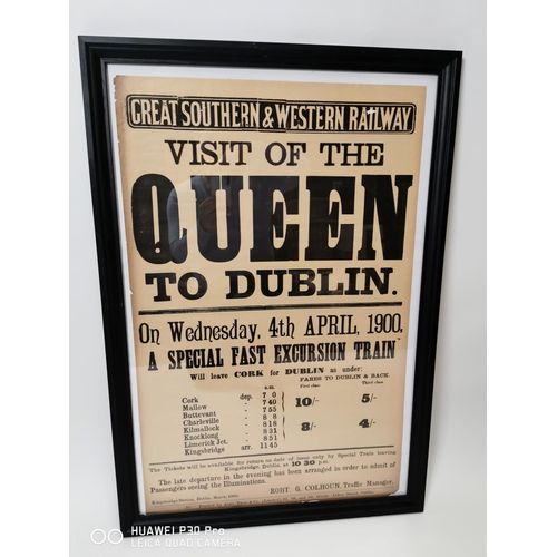 157 - Original Great Southern and Western Railway poster - Visit Of The Queen To Dublin  - Wednesday 4th A... 