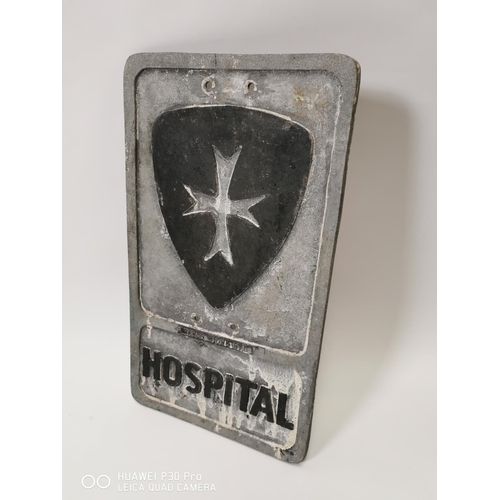 180 - Hospital alloy sign. { 52cm H X 30cm W }.