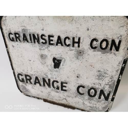 185 - Grange Con alloy road sign. { 62cm H X 69cm W }.