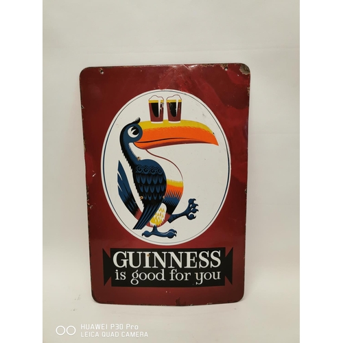 357 - Rare Guinness Is Good For You Toucan double sided enamel advertising sign. { 61cm H X 41cm W }.