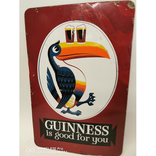 357 - Rare Guinness Is Good For You Toucan double sided enamel advertising sign. { 61cm H X 41cm W }.