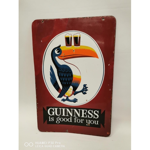 357 - Rare Guinness Is Good For You Toucan double sided enamel advertising sign. { 61cm H X 41cm W }.