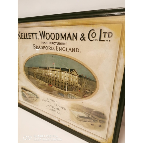 365 - Kellett. Woodman & Co Ltd. Manufacturers Linings Showerproofs Costume Cloths Etc. adverting print. {... 