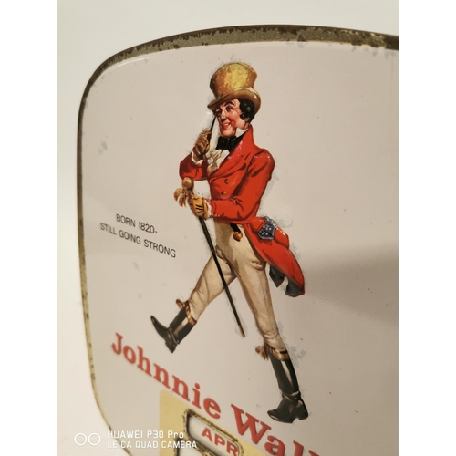 366 - Johnnie Walker Born 1820 - Still Going Strong tin plate advertising calender. { 27cm H X 24cm W }.