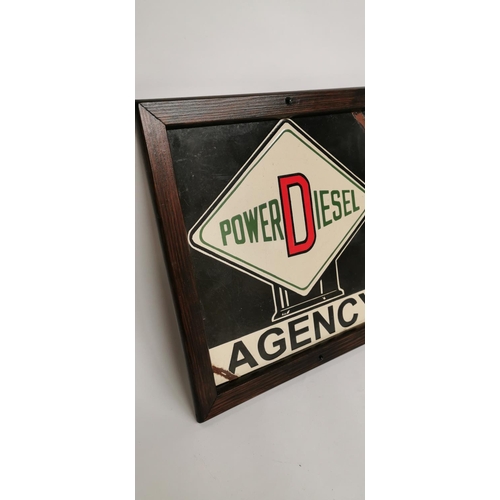 67 - Power Diesel Agency enamel advertising sign. { 37cm H X 38cm W }.