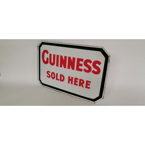 69 - Guinness Sold Here double sided enamel advertising sign. { 31cm H X 47cm W }.