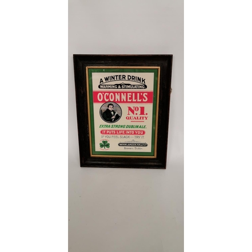 71 - O'Connells No 1 for Quality Strong Dublin Ale framed advertising print. { 37cm H X 30cm W }.