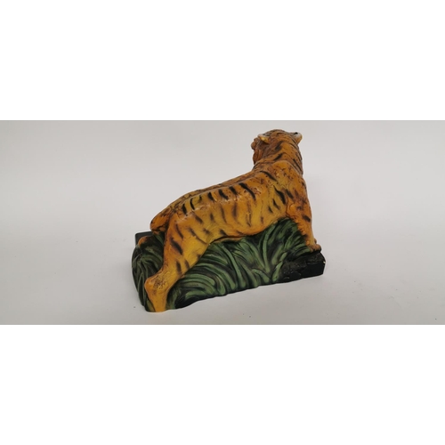 75 - Rare Bengal Gin tiger advertising figure {19 cm H x 22 cm W x 15 cm D}.