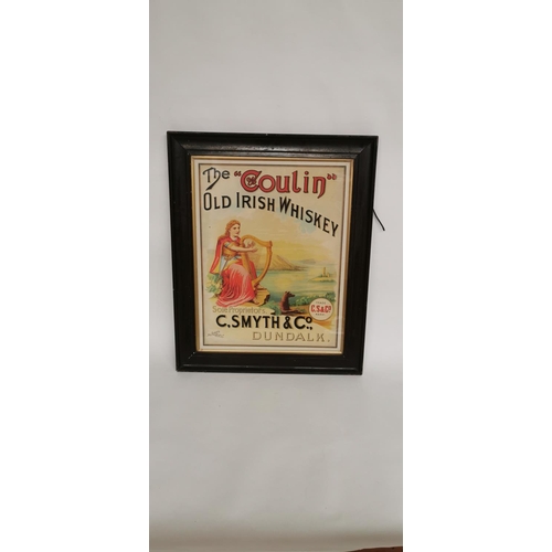 95 - The Coulin Old Irish Whiskey  - C Smyth & Co Dundalk advertising print. { 60cm H X 48cm W }.