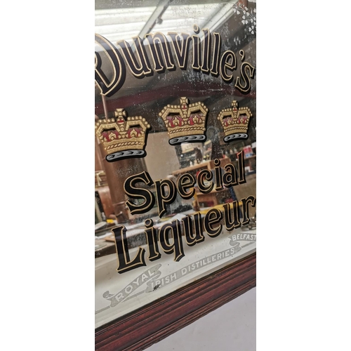 96 - Rare 19th. C. Dunville's Special Liqueur Three Crowns advertising mirror. { 66cm H X 58cm W }.