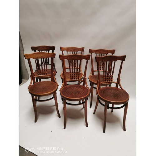 146 - Set of six early 20th. C. Bentwood chairs. { 90cm H C 42cm W X 46cm D }.