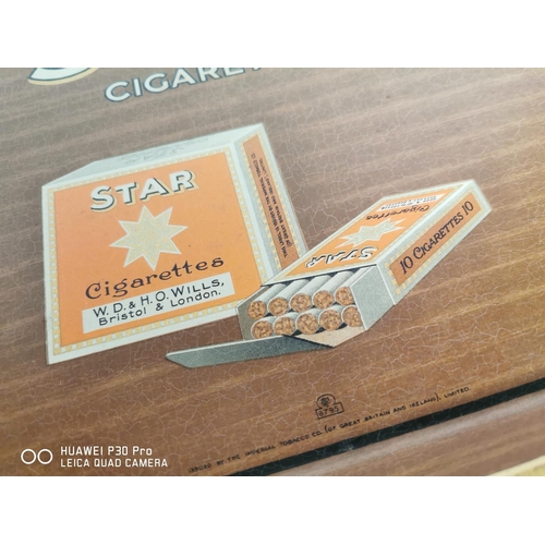 48 - Will's Star Cigarettes advertising drinks tray.{ 32cm H X 41cm W }