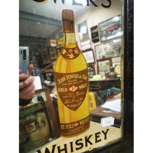 1006 - John Power's Whisky framed advertising mirror {57 cm H x 42 cm W}.