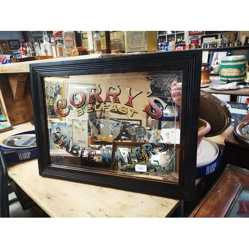 1007 - Rare Corry's of Belfast Table Waters framed advertising mirror engraved by W. W. Cleland Ltd of Belf... 