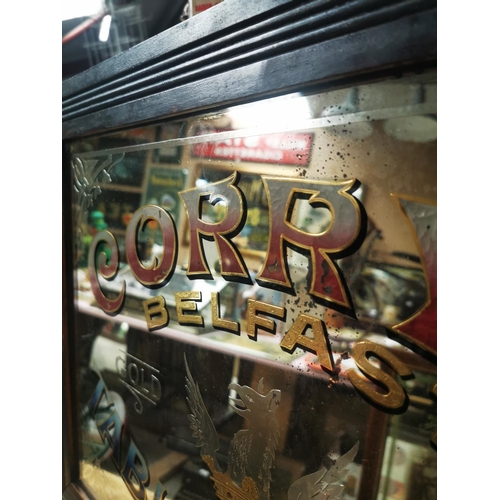 1007 - Rare Corry's of Belfast Table Waters framed advertising mirror engraved by W. W. Cleland Ltd of Belf... 