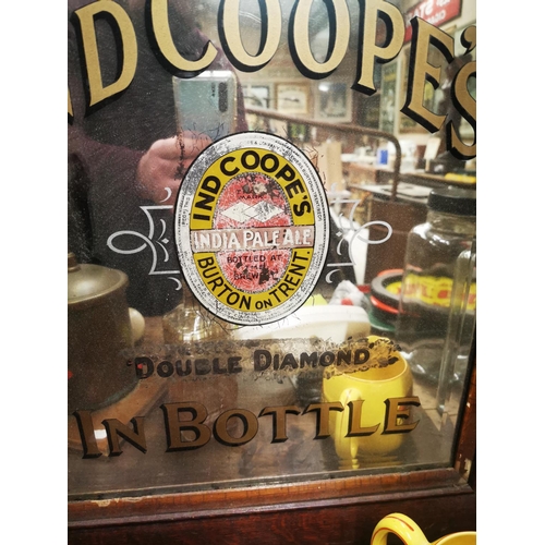 1018 - Inde Coope's Double Diamond In Bottle framed advertising mirror. { 69cm H X 31cm W }.