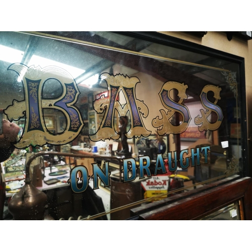 1019 - Bass On Draught advertising mirror. { 50cm H X 119cm W }.