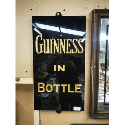 1021 - Guinness in Bottle slate advertising sign {51 cm H x 28 cm W}.