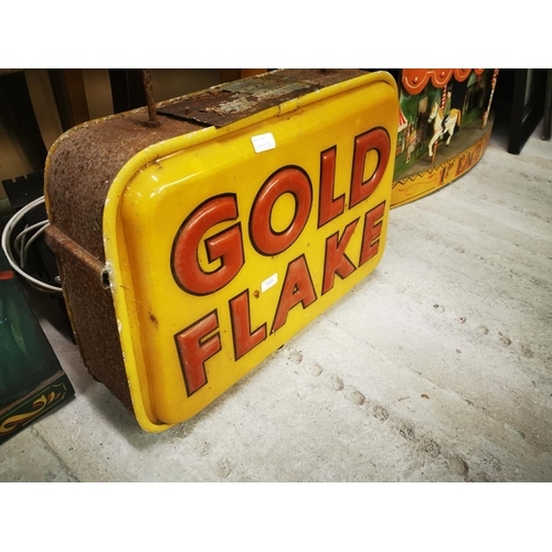 1024 - 1930's Gold Flake Cigarettes light up single sided hanging sign with original wall bracket {77 cm H ... 