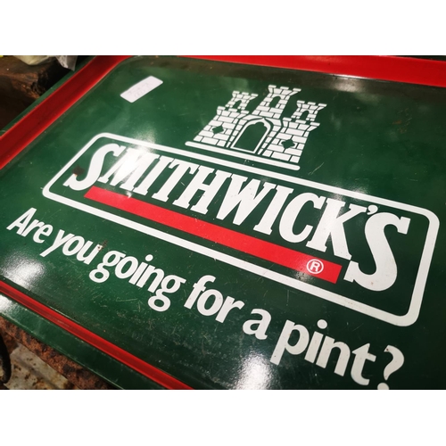 1025 - Smithwick's Are You Going For a Pint tinplate drinks advertising tray {30 cm H x 42 cm W}.