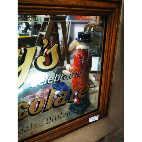 1036 - Fry's Chocolate framed advertising mirror {37 cm H x 52 cm W}.