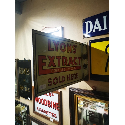 1040 - Lyons Extract Coffee and Chicory Sold Here double sided enamel advertising sign {30cm H X 45cm W}