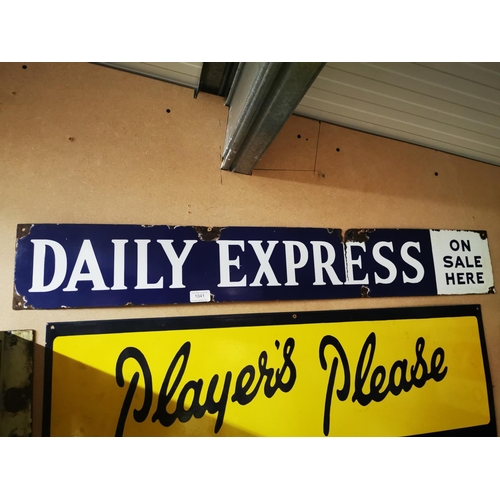 1041 - Daily Express On Sale Here enamel advertising sign {15 cm H x 102 cm W}.