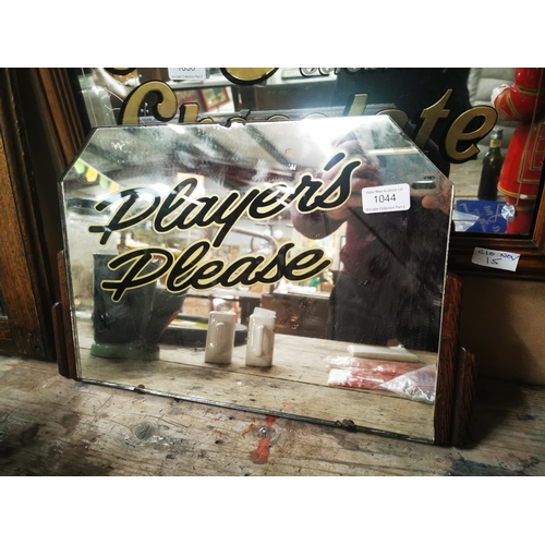 1044 - Players Please advertising mirror in the Art Deco style {28 cm H x 46 cm W}.