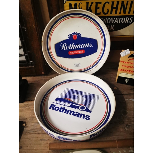 1052 - Two Rothmans plastic advertising drinks trays {32 cm Dia.}.