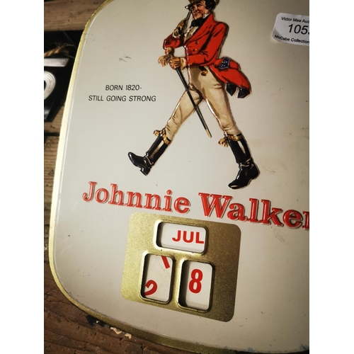 1053 - Jonnie Walker Whiskey tinplate advertising calendar {28 cm H x 24 cm W}.