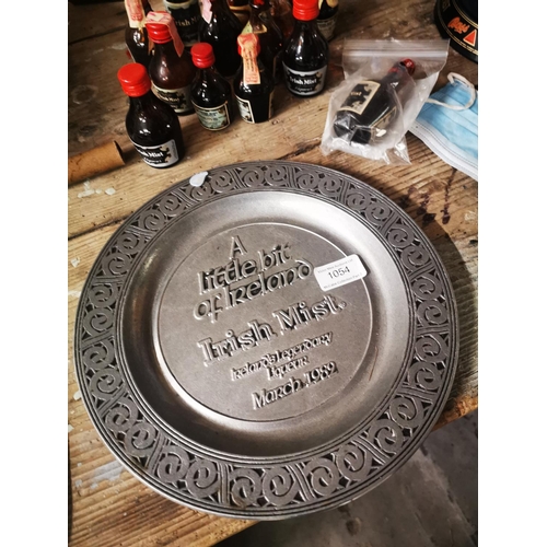 1054 - 1982 Irish Mist advertising drinks tray {28 cm Dia.} and a collection of Irish Mist miniature bottle... 