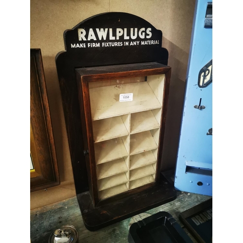 1058 - 1950''s Rawlplugs display advertising cabinet {60 cm H x 34 cm W x 17 cm D}.