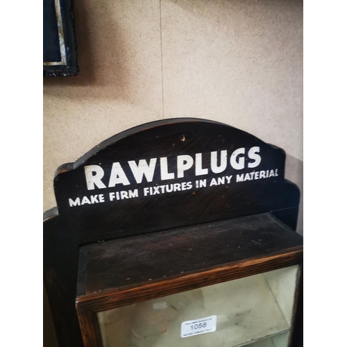 1058 - 1950''s Rawlplugs display advertising cabinet {60 cm H x 34 cm W x 17 cm D}.