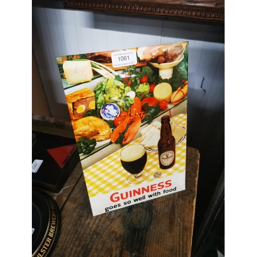 1061 - Guinness Goes So Well With Food advertising showcard {30 cm H x 20 cm W}.