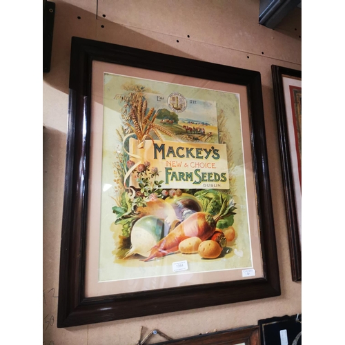 1064 - Rare Mackey's New and Choice Farm Seeds Dublin framed advertising print {65 cm H x 55 cm W}.