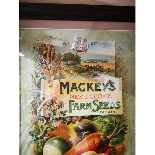 1064 - Rare Mackey's New and Choice Farm Seeds Dublin framed advertising print {65 cm H x 55 cm W}.