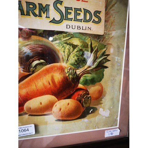 1064 - Rare Mackey's New and Choice Farm Seeds Dublin framed advertising print {65 cm H x 55 cm W}.