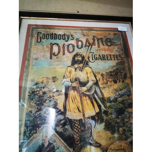 1065 - Goodbodys Cigarettes Dublin framed advertising print {66 cm H x 51 cm W}.