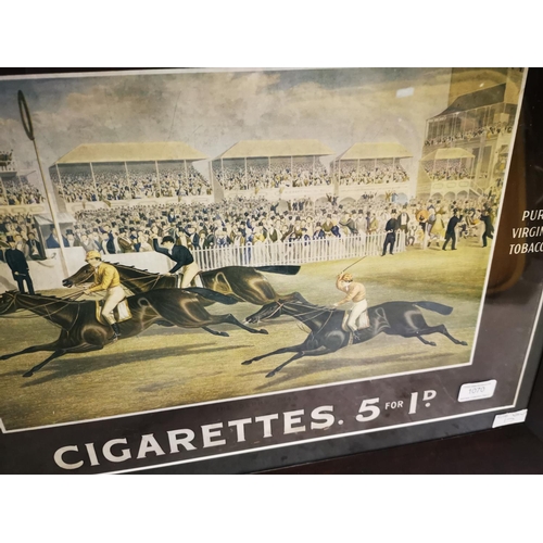 1070 - Players Weights cigarettes framed advertising showcard {56 cm H x 63 cm W}.