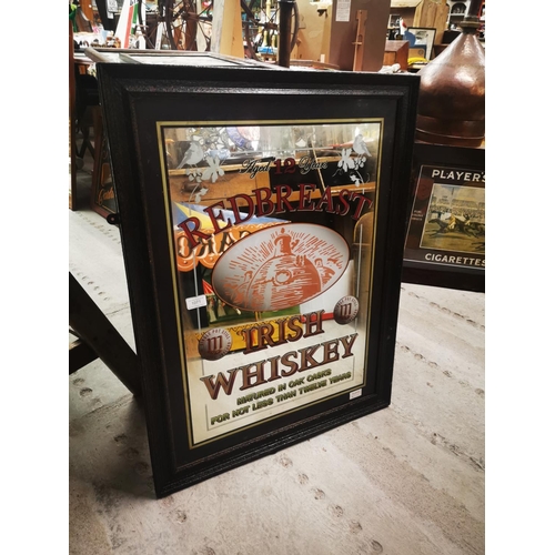 1071 - Redbreast Irish Whiskey Aged 12 Years framed advertising mirror {82 cm H x 64 cm W}.