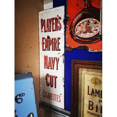 1073 - Player's Empire Navy Cut Cigarettes advertising sign {87 cm H x 27 cm W}.