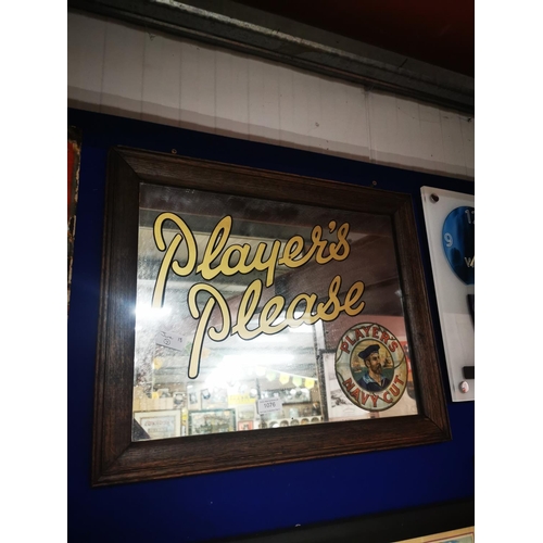 1076 - Player's Please Navy Cut advertising mirror {46 cm H x 56 cm W}.