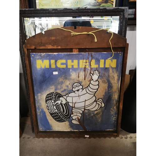 1082 - Michelin Tyres tinplate advertising sign {102 cm H x 82 cm W}.