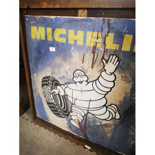 1082 - Michelin Tyres tinplate advertising sign {102 cm H x 82 cm W}.