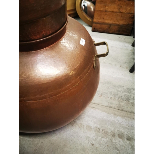 1083 - Good quality Irish copper whiskey still {131 cm H x 182 cm W}.