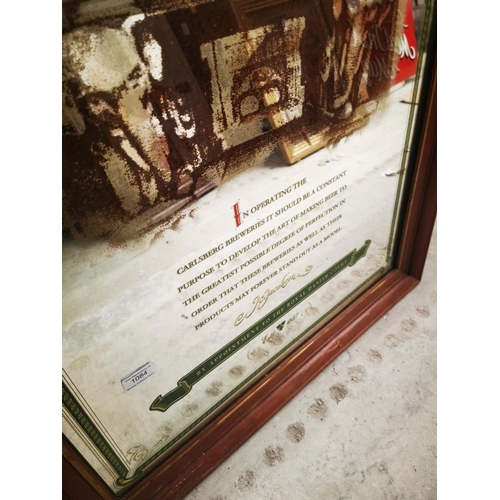 1084 - Carlsberg framed advertising mirror {91 cm H x 91 cm W}.