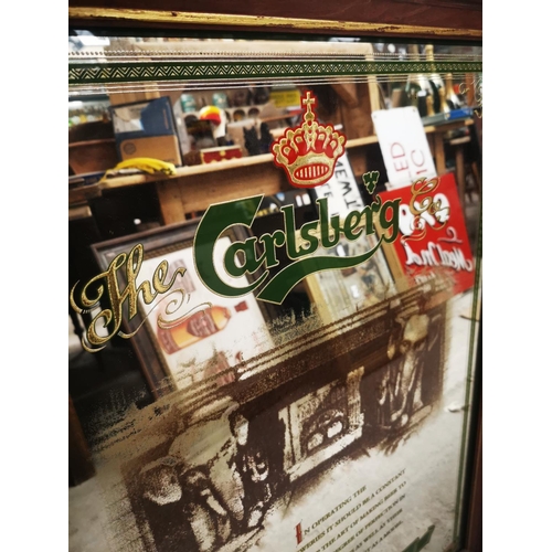 1084 - Carlsberg framed advertising mirror {91 cm H x 91 cm W}.