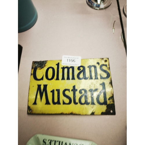 1106 - Coleman's Mustard enamel advetising sign {10 cm H x 15 cm W}.