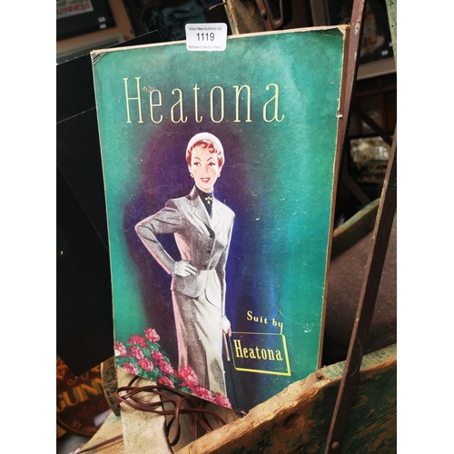 1119 - Heatona advertising showcard {37 cm H x 25 cm W}.