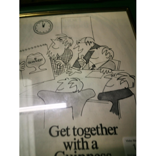 1121 - Get Together With A Guinnes black and white framed advertising print {30 cm H x 26 cm W}.